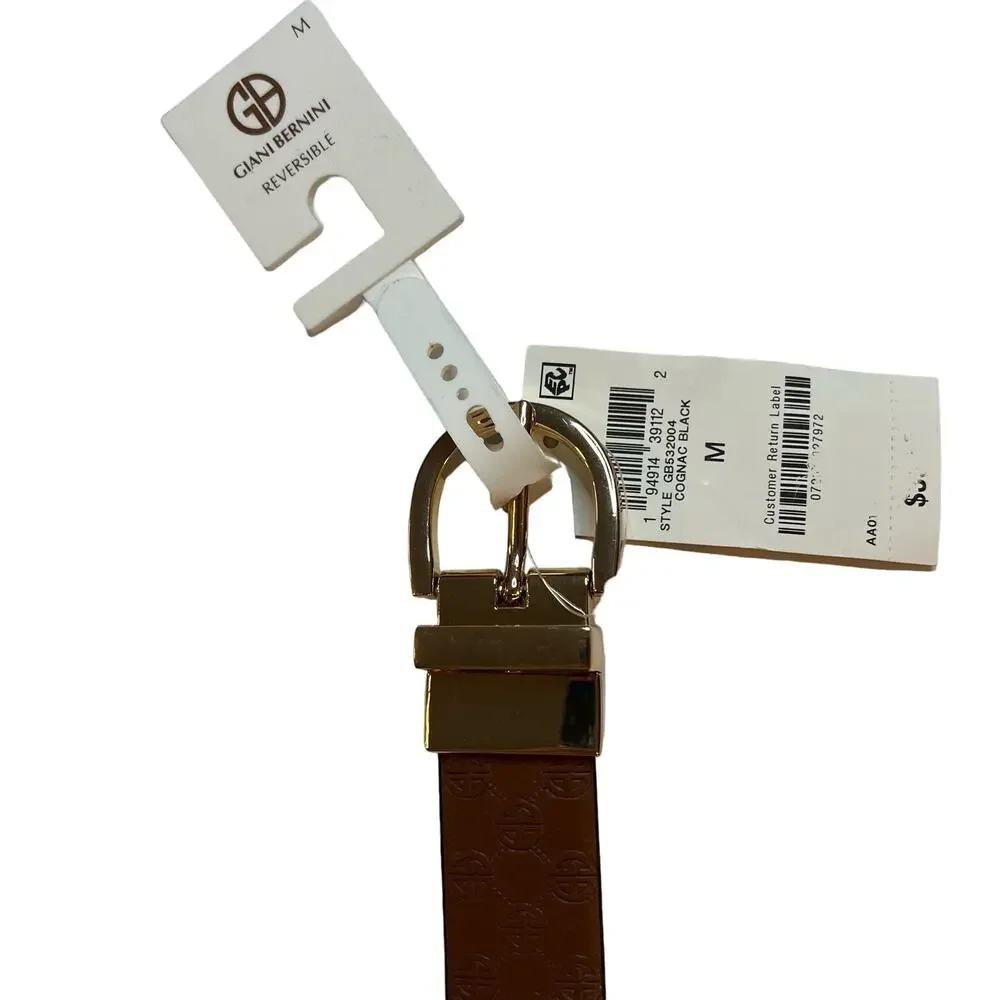 Giani Bernini Reversible‎ Belt Medium Brown Logo to Black New